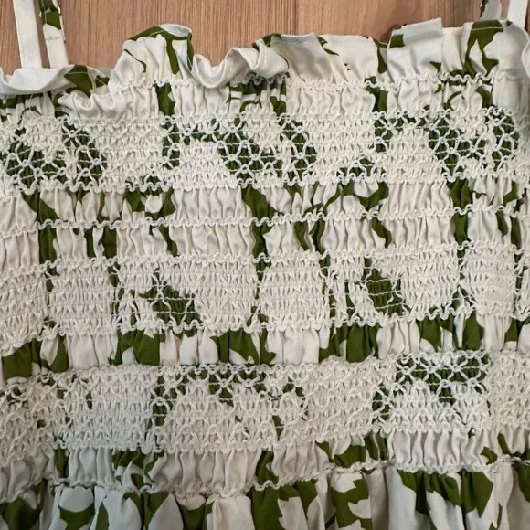 NEW Tory Burch Smocked Floral Cotton Poplin Mini Dress - Size Small - Picture 7 of 10